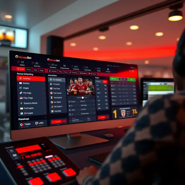 Overview of the AccessBet admin control panel displaying navigation menu and management features
