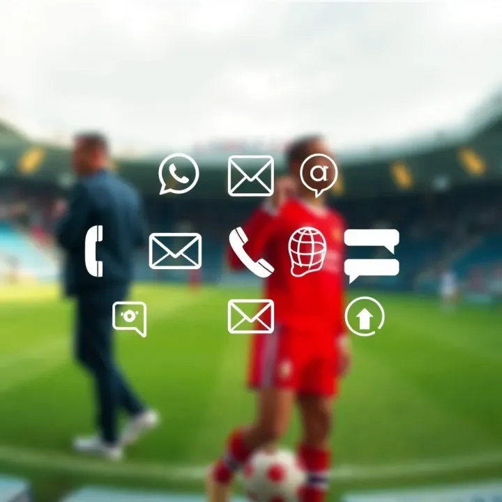 Illustration of multiple communication icons representing different support channels like phone, email, and chat