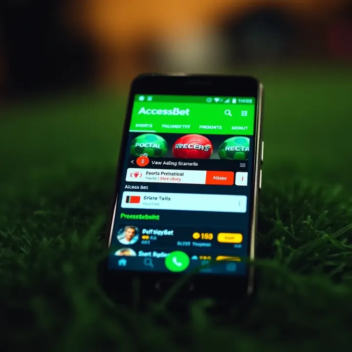 Android smartphone screen displaying AccessBet app interface with sports betting options