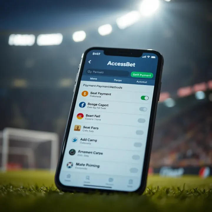 Payment options screen on AccessBet Android app highlighting secure transaction methods