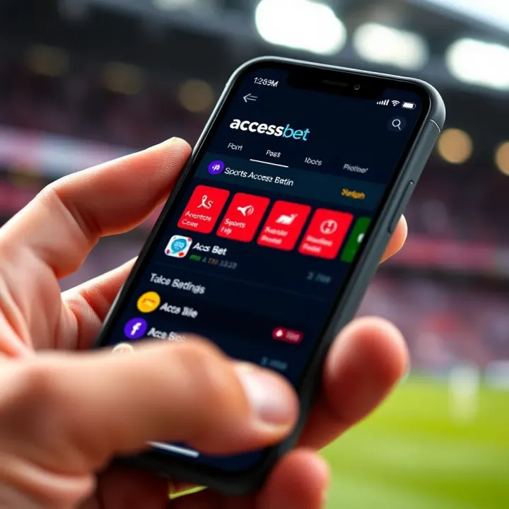 Mobile device displaying the AccessBet app interface showing various sports betting options