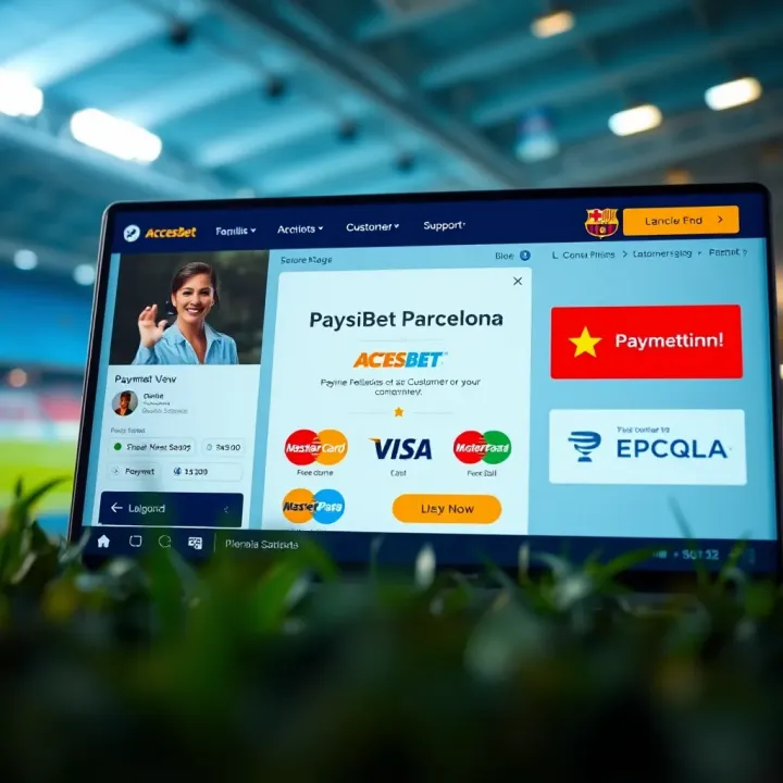 Secure payment methods icons with customer support chat on AccessBet Barcelona