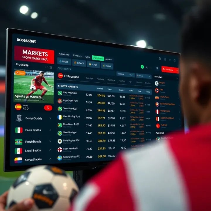 User interface showing various sports betting options and odds on AccessBet Barcelona platform