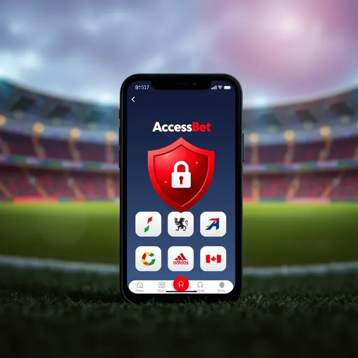 Illustration of smartphone with security shield and betting icons