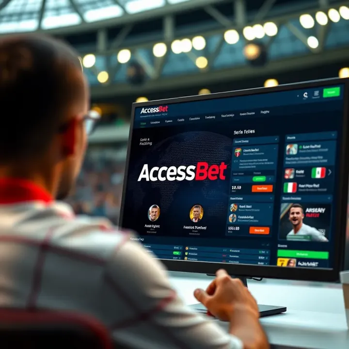 Diagram showing online betting platform interface with focus on AccessBet features