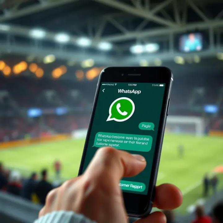 Smartphone displaying a WhatsApp chat interface with customer support messages