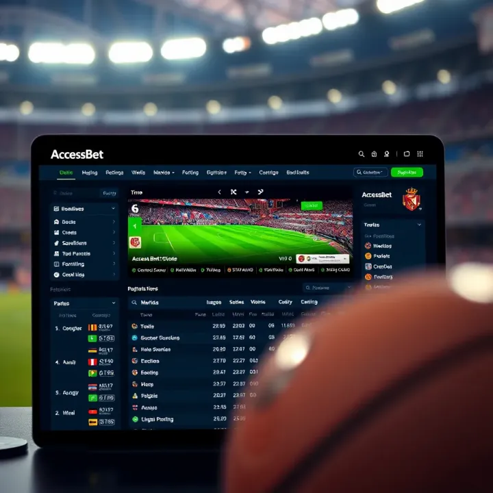 User interface of AccessBet platform showing football betting markets and odds