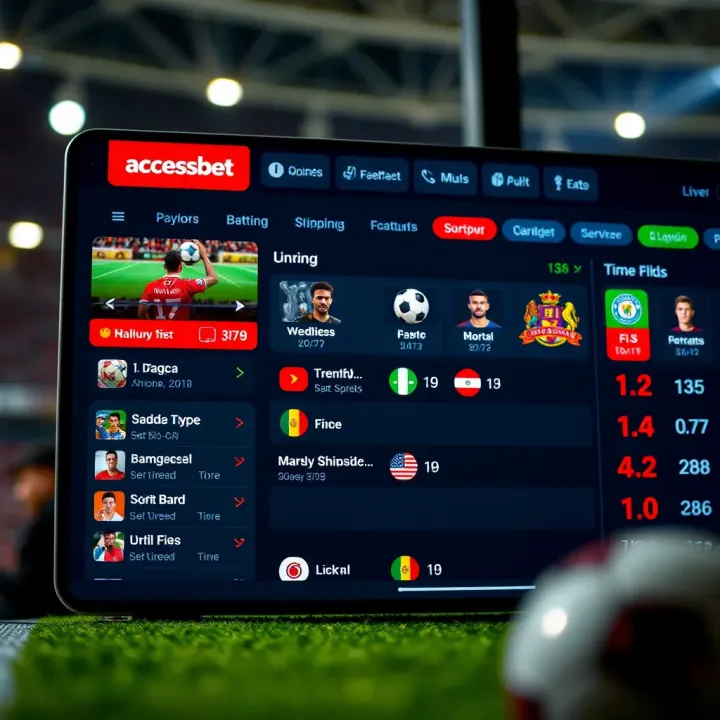Illustration showing a digital interface of live sports betting with various sports icons and real-time odds