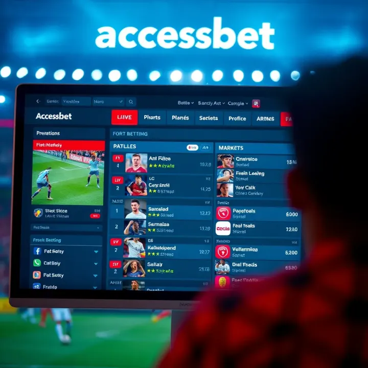 User interface showing live football match betting options on AccessBet Live platform