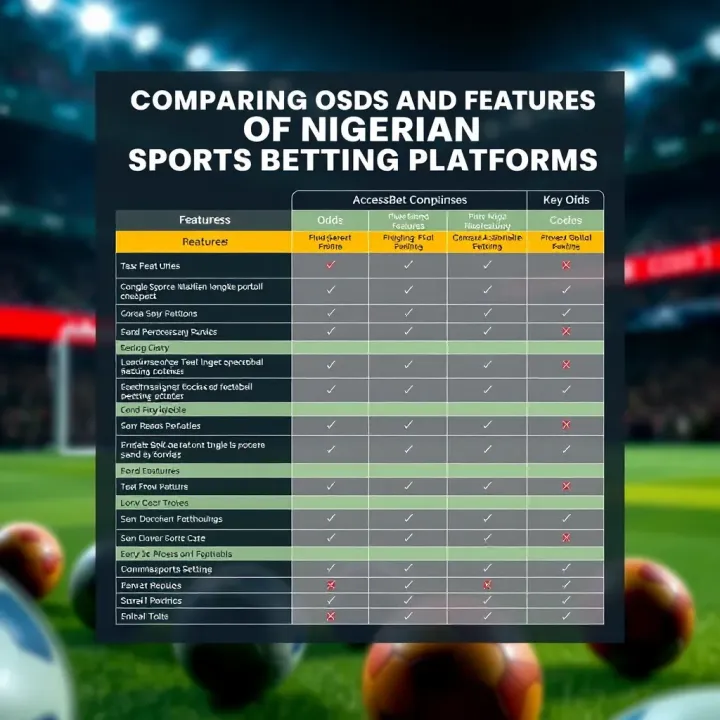 Comparison chart displaying key features and odds of various Nigerian sports betting platforms