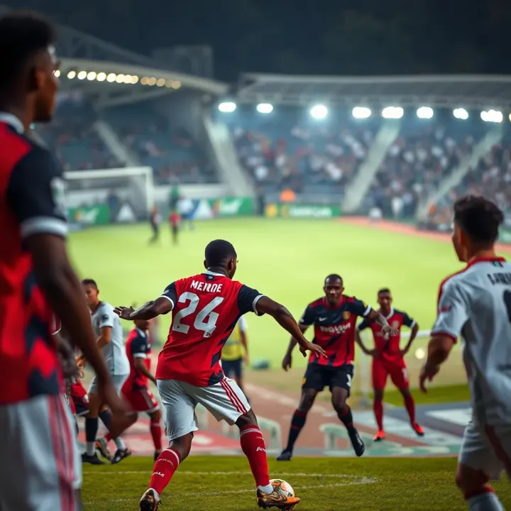 Football stadium with players engaged in a match representing Nigerian Professional Football League excitement