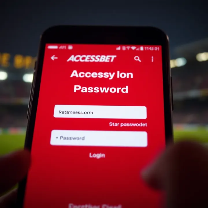Login screen of AccessBet mobile platform highlighting the username and password fields