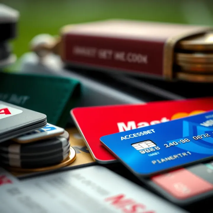 Illustration of diverse payment methods including credit cards and digital wallets for online betting deposits