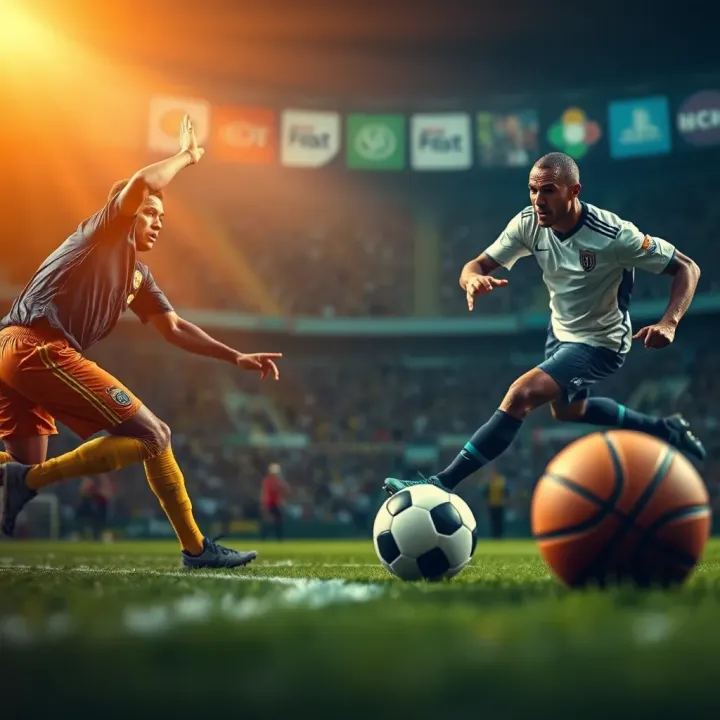Graphic depicting popular sports icons such as football and basketball highlighting betting opportunities in Nigeria