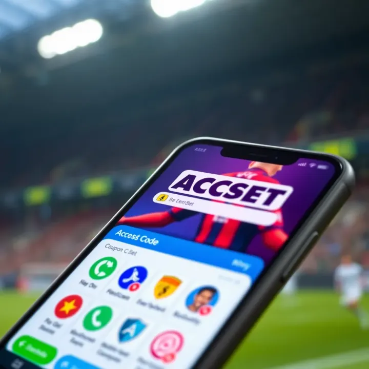 Illustration showing a digital coupon code on a smartphone screen with betting icons