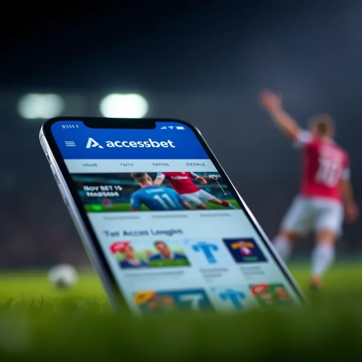 Mobile device displaying AccessBet app interface with football betting options