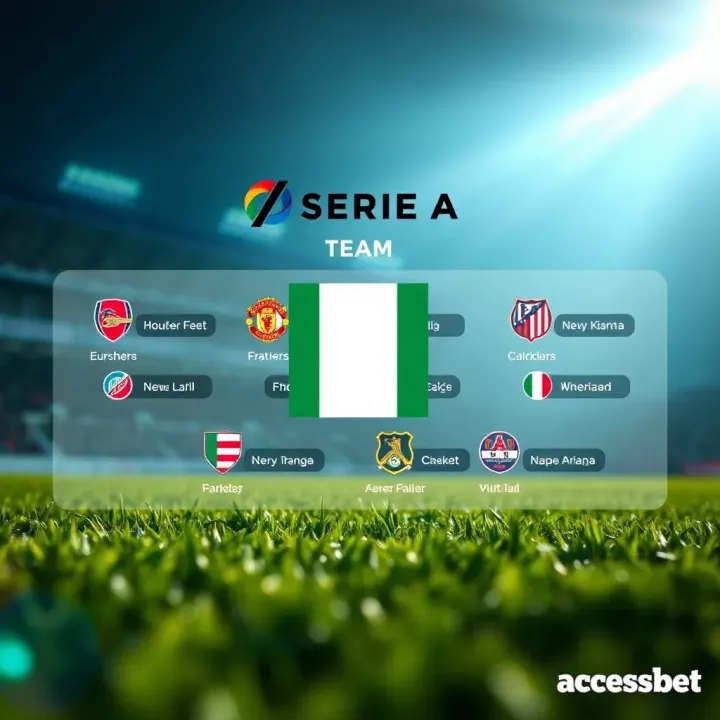 Graphic illustrating key Serie A football teams with Nigerian flag elements