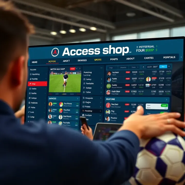 User interface of AccessBet Shop displaying various betting options and easy navigation features