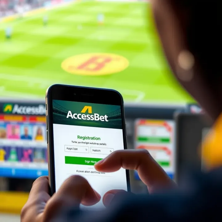 User entering details on AccessBet Shop mobile sign up page showing registration form on smartphone