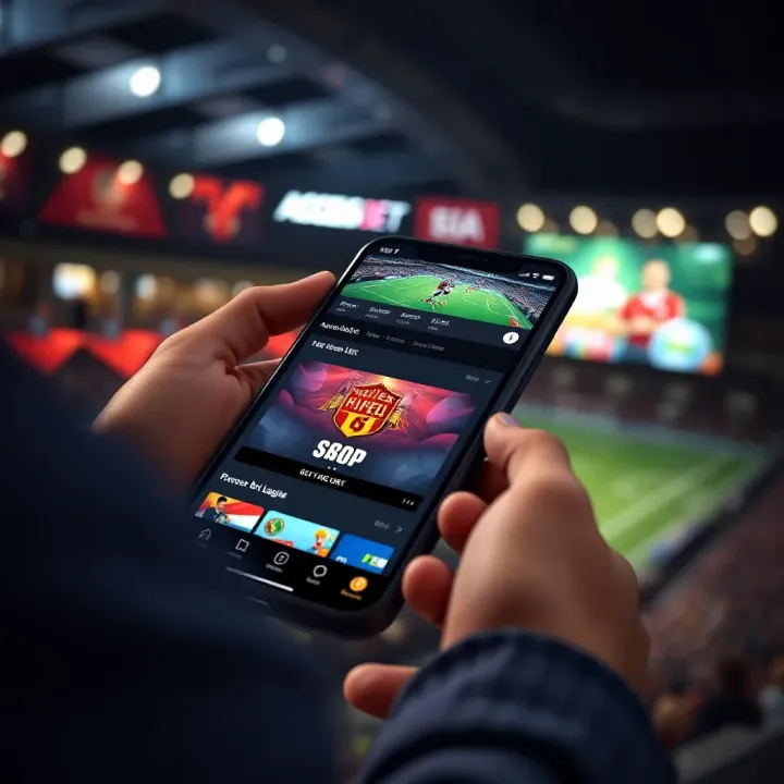 Mobile device displaying AccessBet Shop Old Mobile Lite interface with sports betting options
