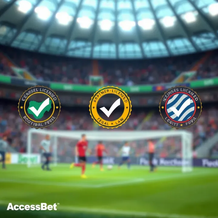 Graphic showing verification of licensed betting platforms with official badges and checkmarks