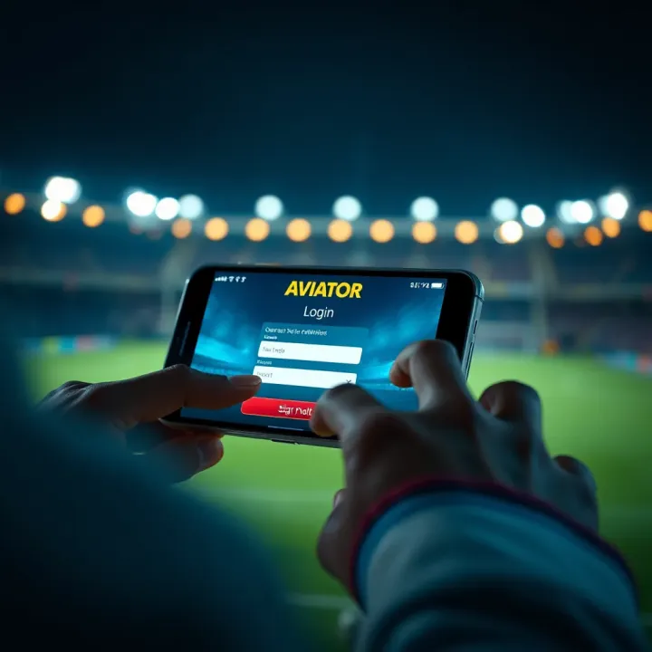 User entering login credentials on Aviator game interface on a smartphone screen