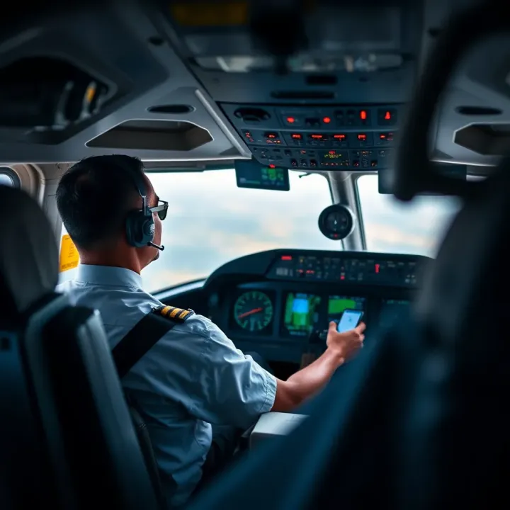 Pilot sitting inside an aircraft cockpit with controls and instruments visible