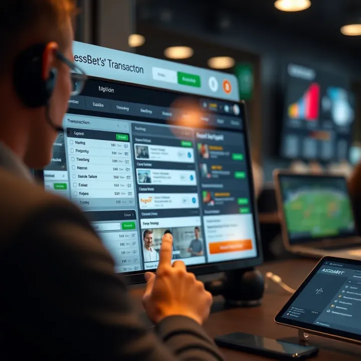 User navigating transaction options on a digital betting platform