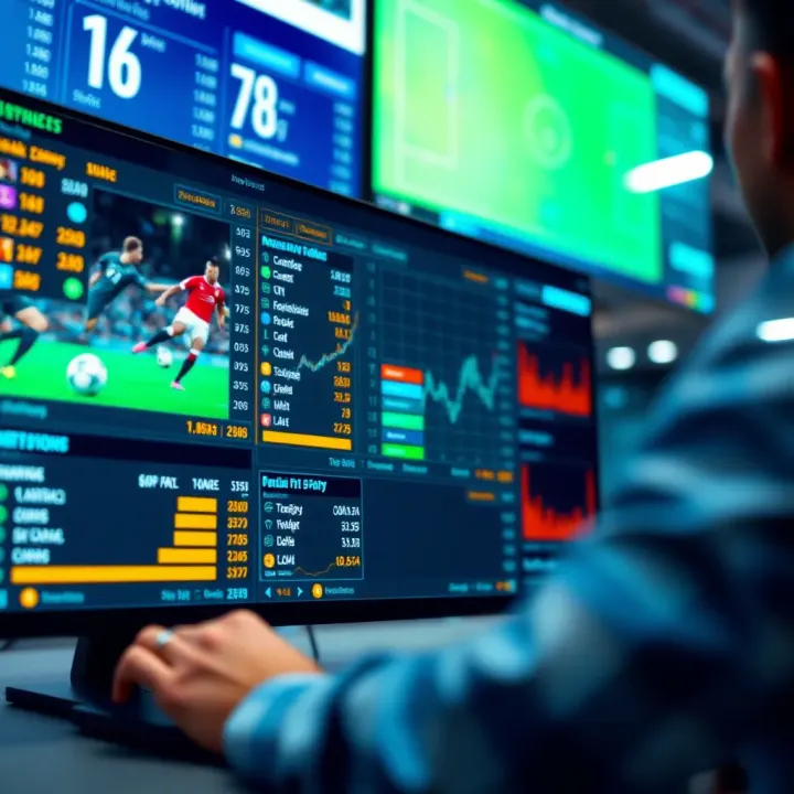 Detailed football match statistics and data analysis on a digital screen