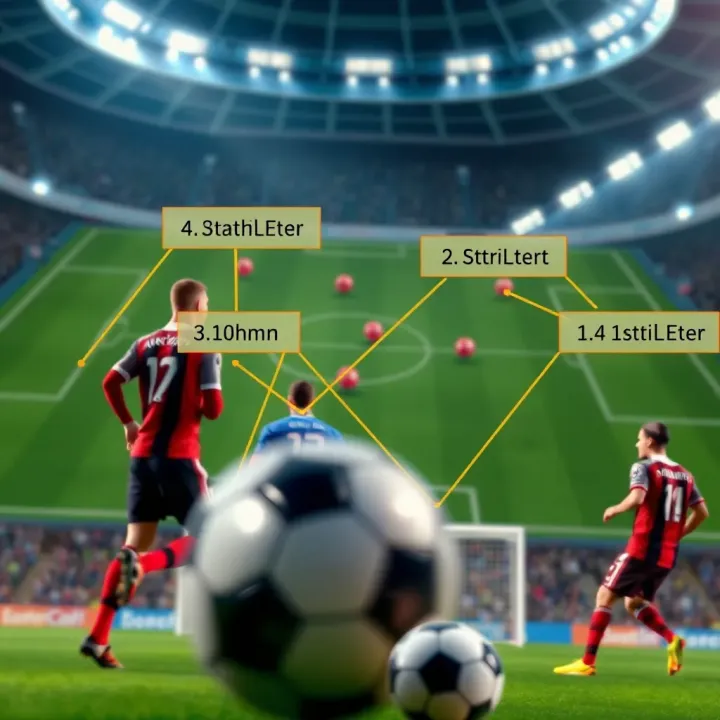 Football pitch with tactical formations and predicted score outcomes highlighted