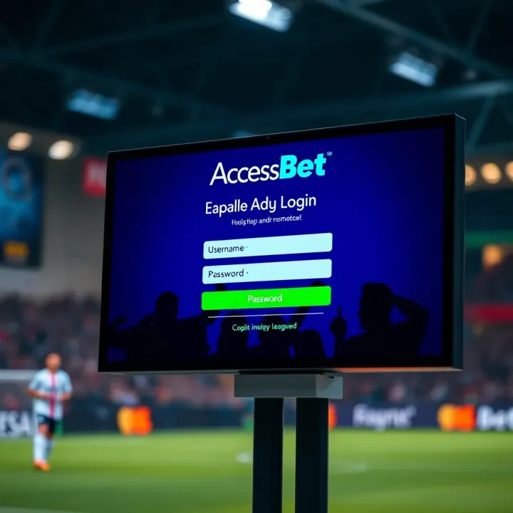 User interface showing AccessBet UG login screen with fields for username and password