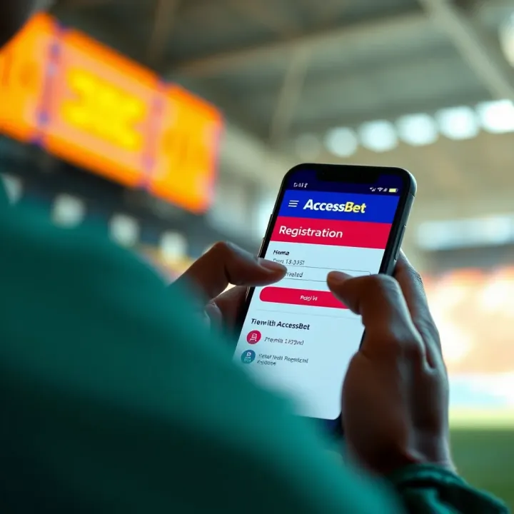 User navigating AccessBet registration on a mobile device