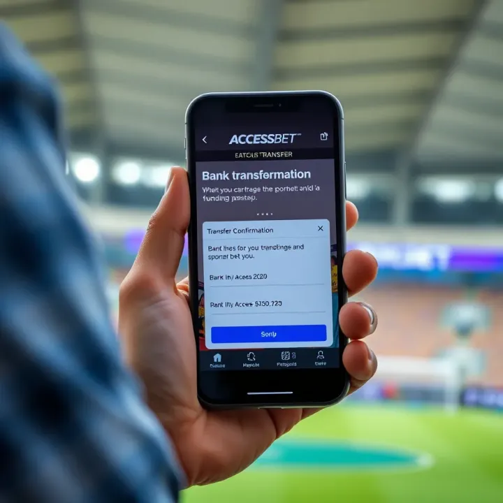 Mobile phone displaying bank transfer confirmation screen for AccessBet funding in Nigeria