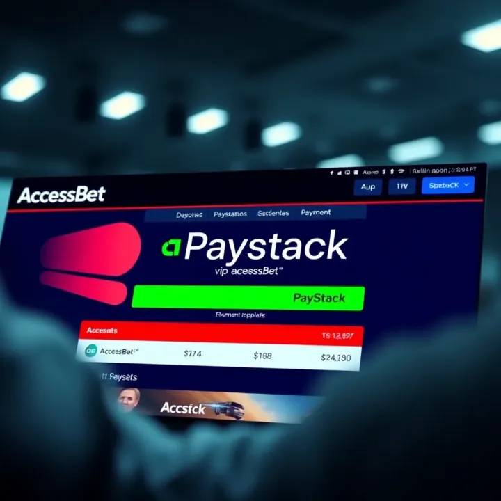 AccessBet Payment Interface with Paystack Option Screenshot of AccessBet account payment section showing Paystack as a deposit option