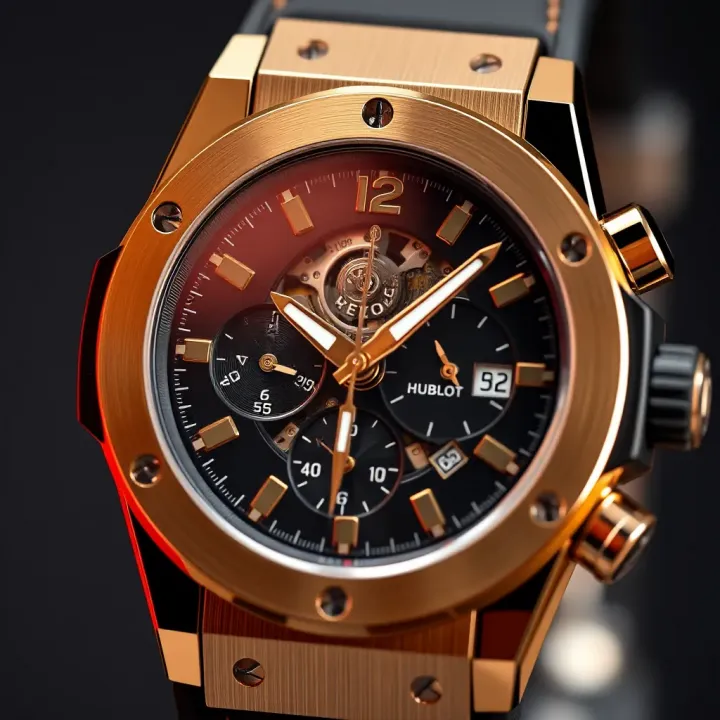 Close-up view of a luxury wristwatch showcasing intricate dial details and polished casing