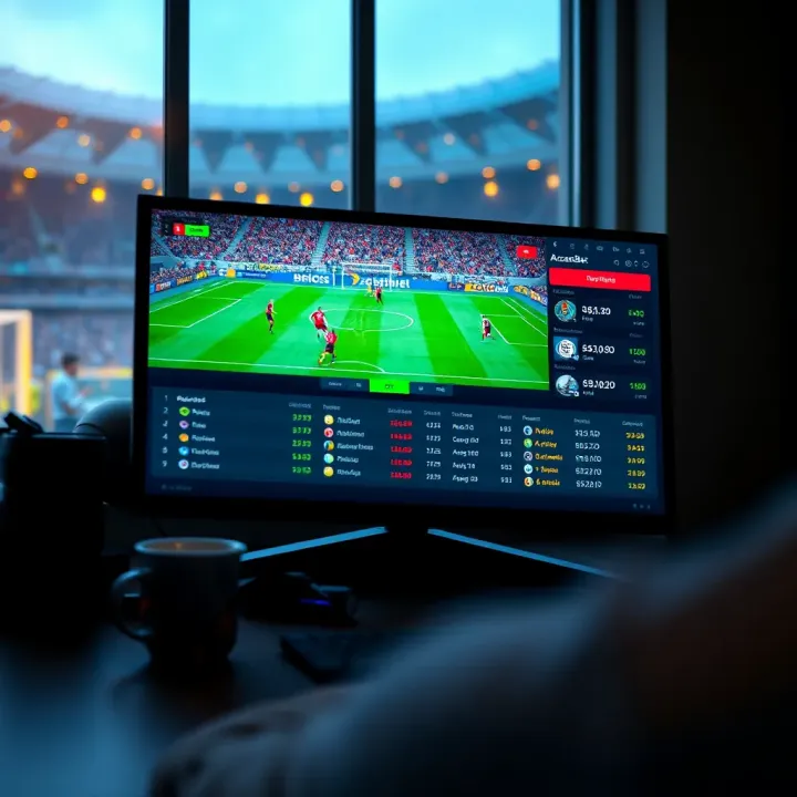 Live AccessBet streaming interface displaying a football match with real-time betting odds