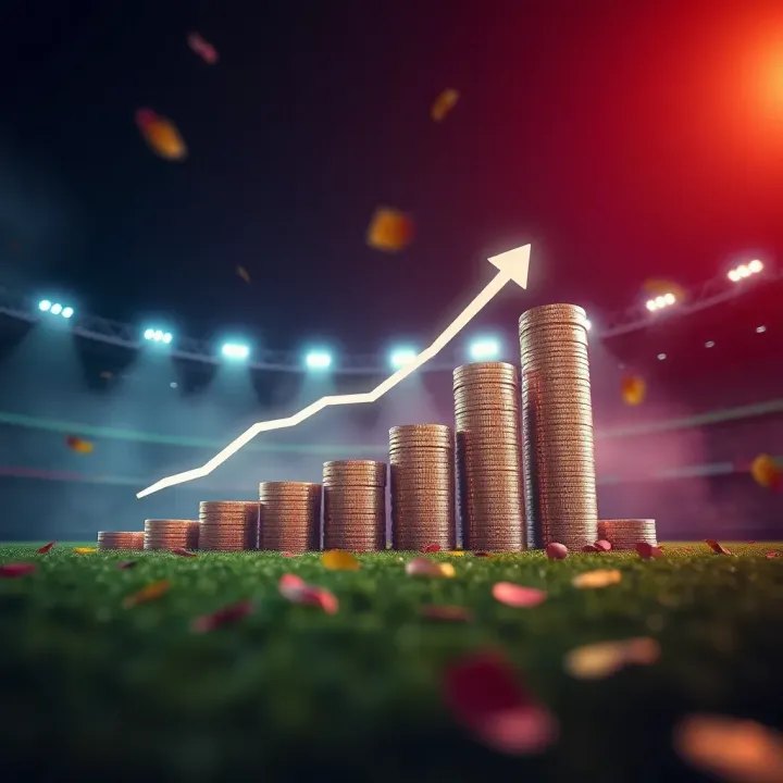 Visual representation of a growing bonus balance and increased chances of winning in online betting