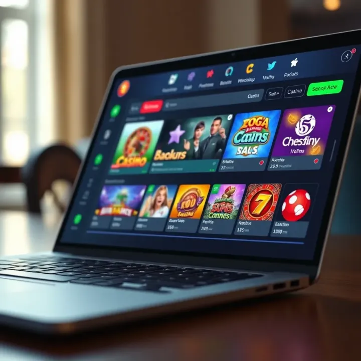 Online casino platform interface displaying popular Nigerian casino games on a laptop screen