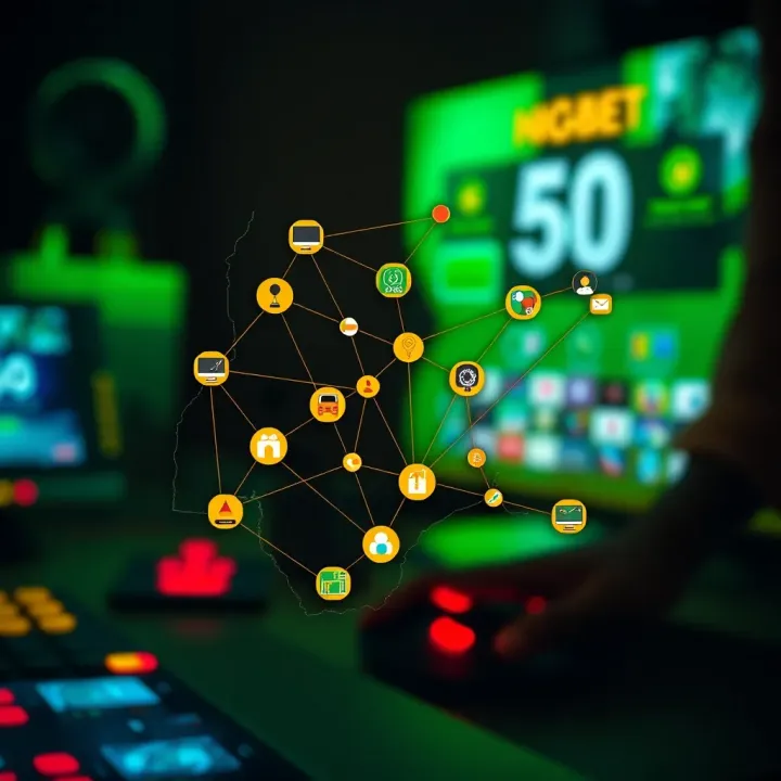 Illustration showing Nigerian map with technology and gaming icons interconnected