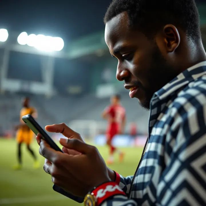 Nigerian bettor using mobile device to access AccessBet Game platform