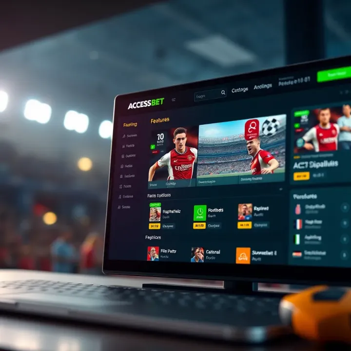 User interface of the AccessBet old version showing key features and betting options