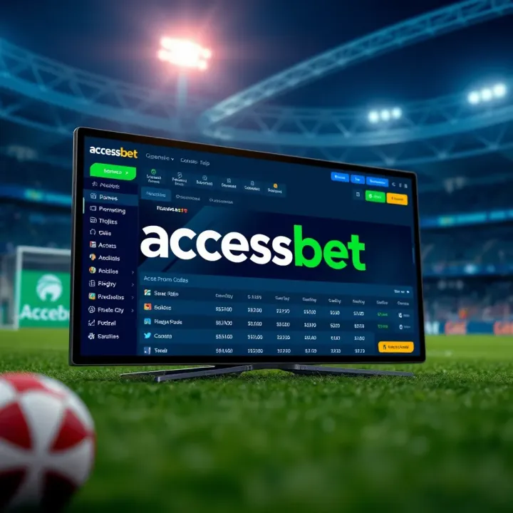 Illustration of a digital interface showcasing AccessBet promo codes and bonuses for Nigerian sports bettors