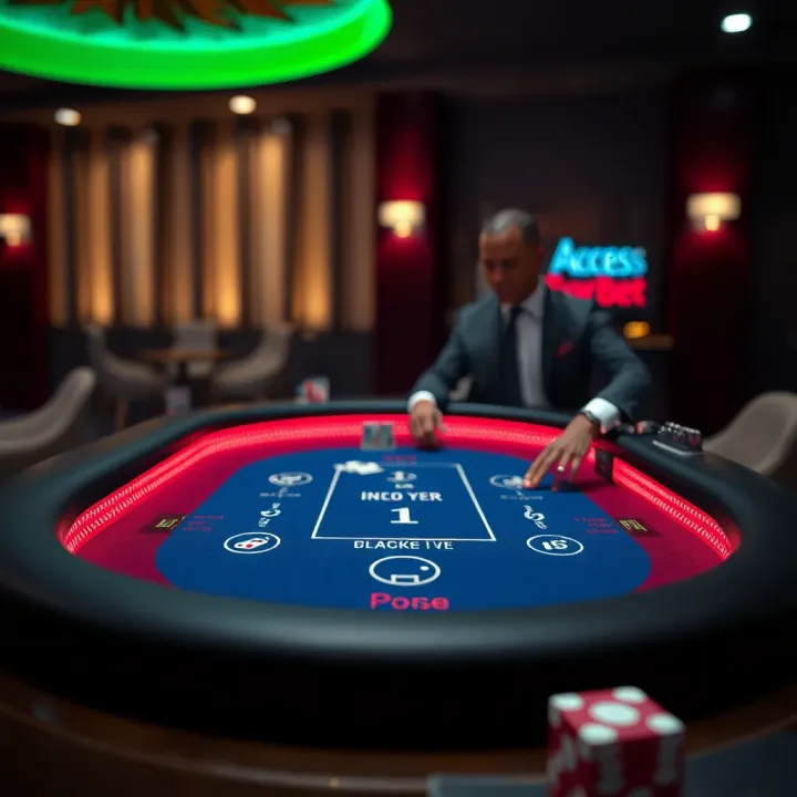 Illustration of a digital blackjack table interface on AccessBet platform