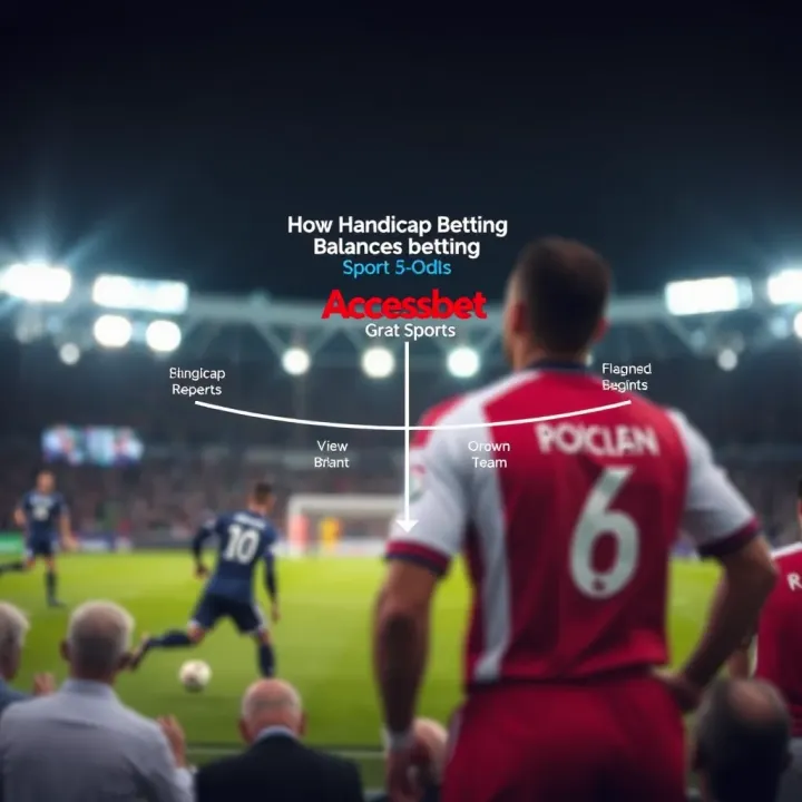 Diagram illustrating how handicap betting balances odds between teams in sports events
